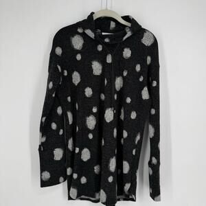 compli K top womens medium M black polka dot lagen look tunic artsy office work